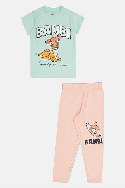 Disney Toddlers Girl 2 Pieces Bambi Pajama Set, Multicolor