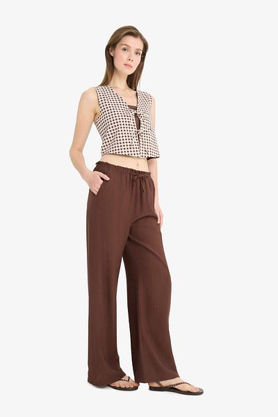 DeFacto Wide Leg Fabric Trousers Double Pocket High Waist Wide Leg E7434Ax25Sm