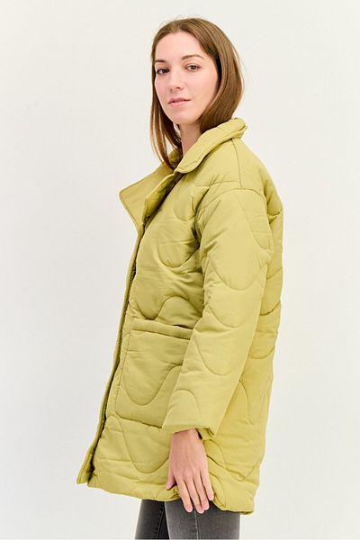 Monki Women Quilted Puffer Jacket, Tan