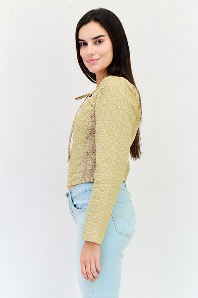 Levi's Women Tie Neck Long Sleeve Checkered Blouse, Multicolor