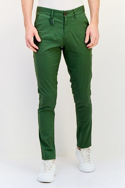 Salsa Men Slim Fit Solid Chino Pants, Dark Olive