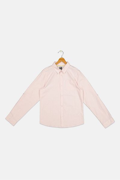 Dkny Kids Boy Regular Fit Solid Long Sleeves Casual Shirt, Pink
