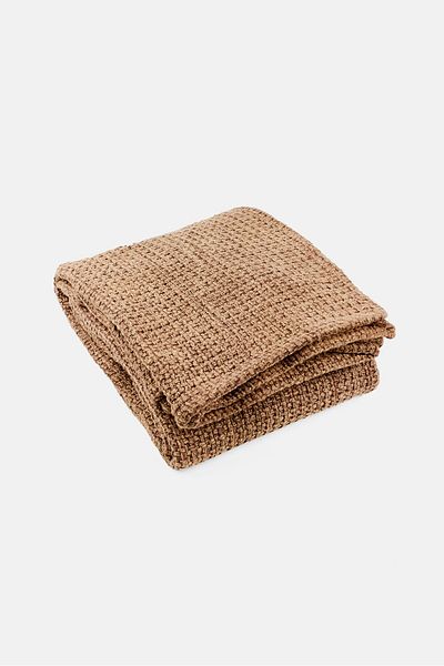 Muy Mucho Cotton Textured Throw, Brown