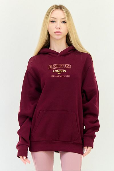 Reebok Women Oversized Fit Long Sleeves Outdoor Hoodies, Maroon