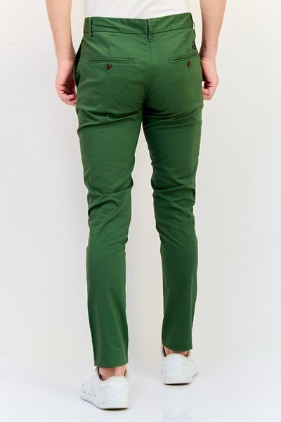 Salsa Men Slim Fit Solid Chino Pants, Dark Olive