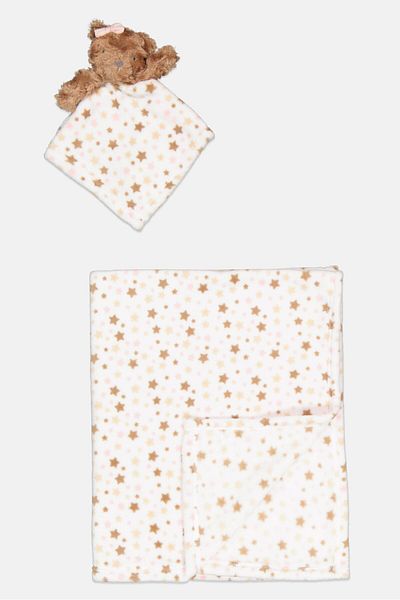 Snuggle Tots Toddleres Girl 2 Pieces Bear Girl Comforter And Blanket, Multicolor