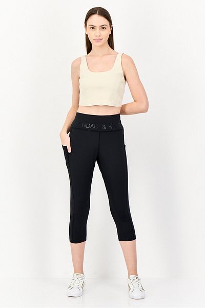 Kendall + Kylie جوارب يوغا رياضية للنساء، لون أسود