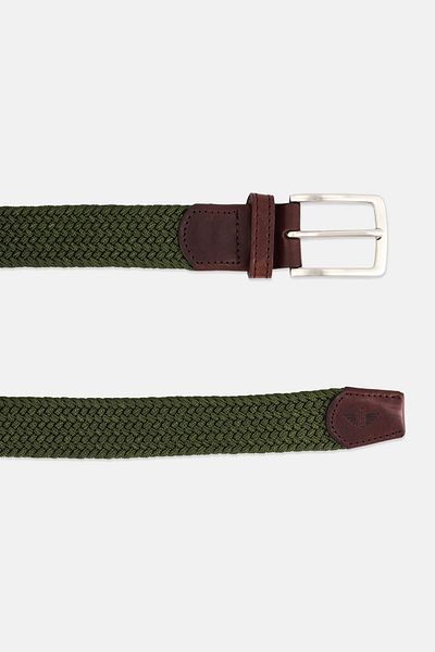 Dockers Men Braided Nylon Adjustable Buckle Belts, Olive