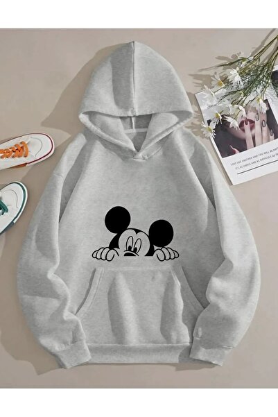 Mythologie Unisex Mickey Mouse Printed Hooded Oversized Sweatshirt Hoodie