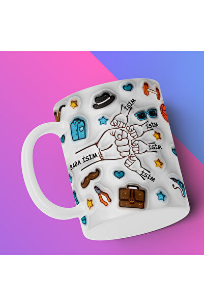 MAĞAZA DEPOM Babalar Gününe Özel 3D Görünümlü Kişileştirebilir Baba ve Çoçukl...