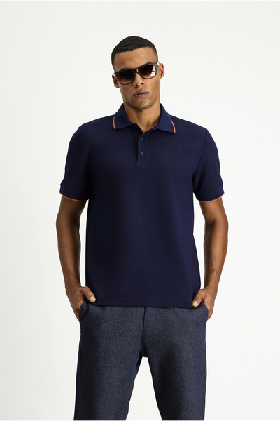 Kiğılı Tricou cu guler polo din Lycra cu model, cu croiala normală