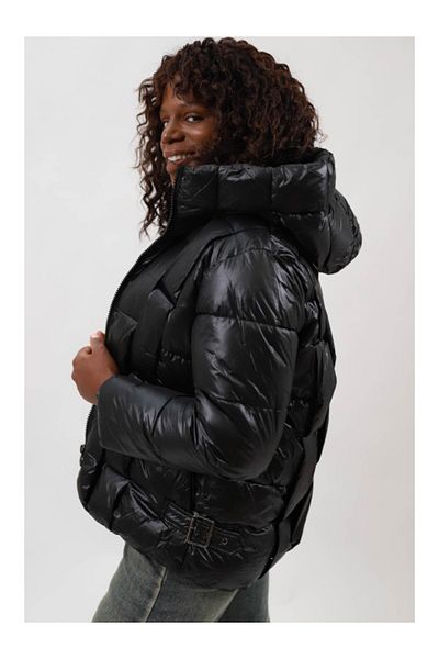 Queen Drama GEACA SCURTA GROASA DE IARNA CU GLUGA MOZAIC GUARDA Negru L-XL