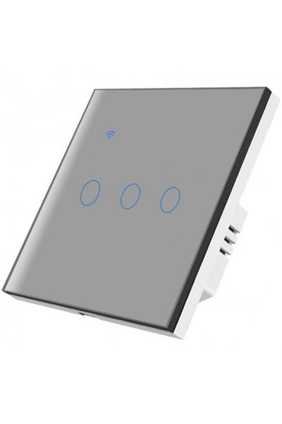 iUni Smart touch switch iUni 3F, Wi-Fi, Tempered glass, LED, Silver