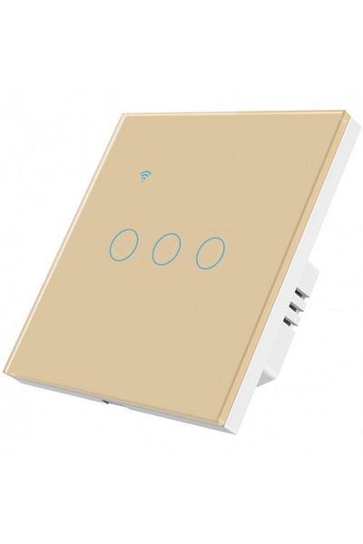 iUni Smart touch switch iUni 3F, Wi-Fi, Tempered glass, LED, Gold