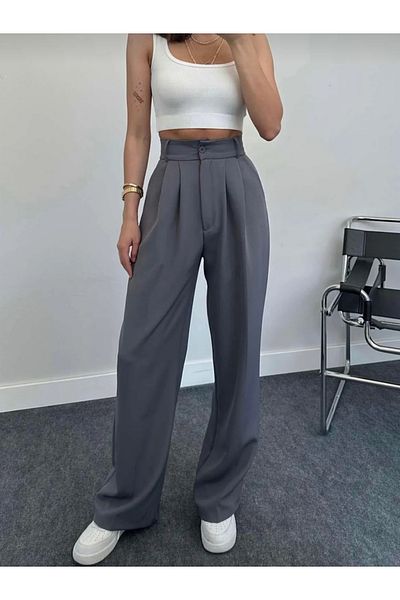 MODA White Pleated Women's Palazzo Trousers