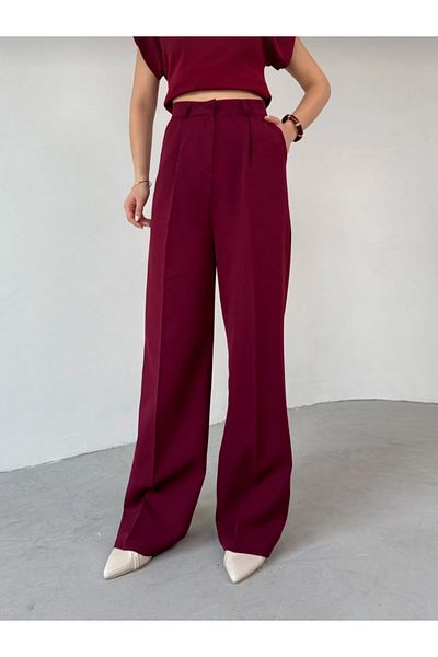 MODA White Pleated Women's Palazzo Trousers