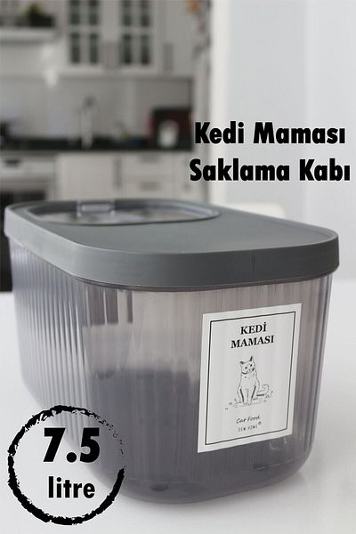 Dem Home Cat Food Storage Container 7.5 Lt. Transparent Color Plastic Organizer
