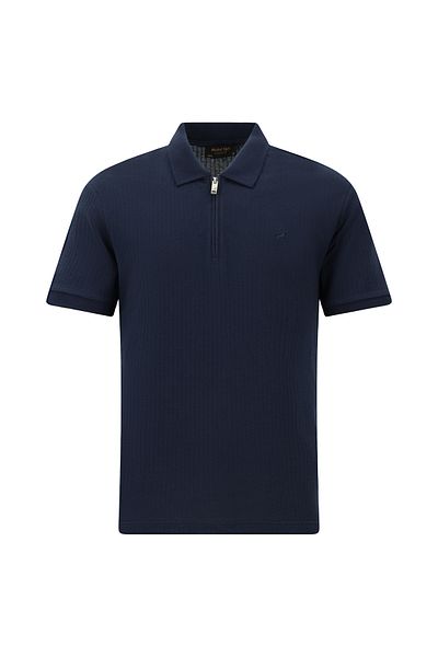 Kiğılı Slim Fit Slim Fit Zippered Embroidered Cotton Patterned Polo Neck T-Shirt