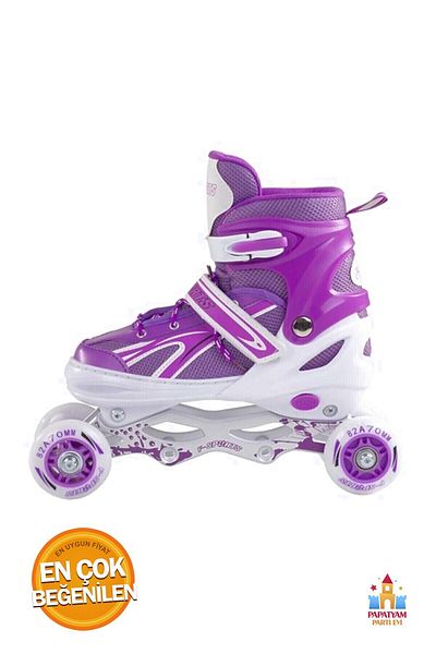 PapatyamPartiEvi Purple Metal Practice Skates with Bag - Adjustable 2 2 Lights, Special Design for Sports Lovers