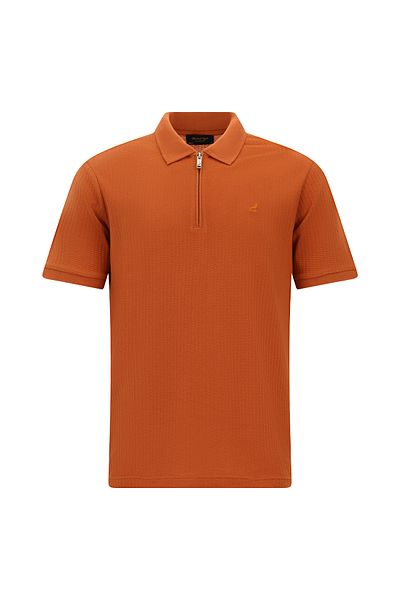 Kiğılı Slim Fit Slim Fit Zippered Embroidered Cotton Patterned Polo Neck T-Shirt