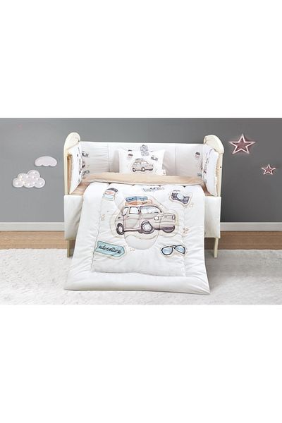 Red Rose 5-piece summer baby crib bumper cover set to give your child comfort from microfiber. Quilt size: 132x104cm.