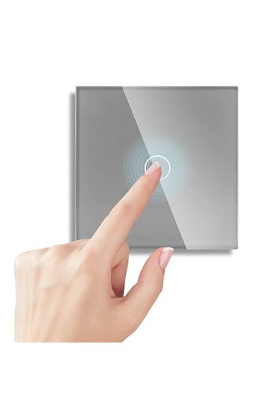 iUni Touch Switch 1f, Tempered Glass, Led, Silver