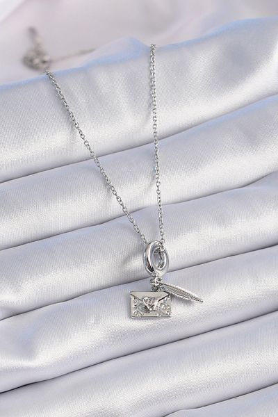 Skygo 316L Steel Silver Color Heart Detail Letter Figure Charm Model Women's Necklace - Tj-Bko9313