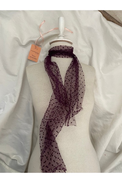 Nurcanilirboutique Puantiyeli fular mürdüm