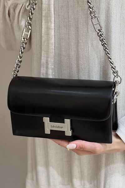 Levidor H Logo Buckle Double Strap Crossbody Bag
