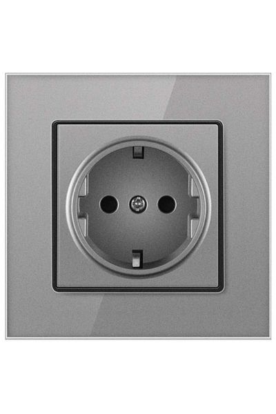 iUni Socket With Tempered Glass Frame Ws1, 16a, Silver
