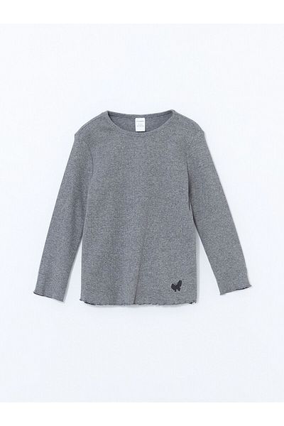 LC Waikiki Crew Neck Long Sleeve Printed Girls' T-Shirt