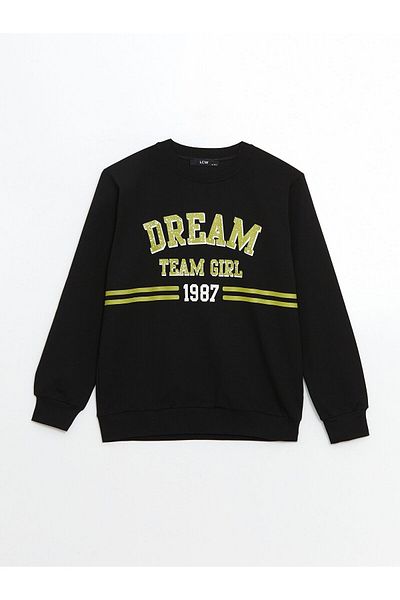 LC Waikiki Crew Neck Printed Girl's Sweatshirt