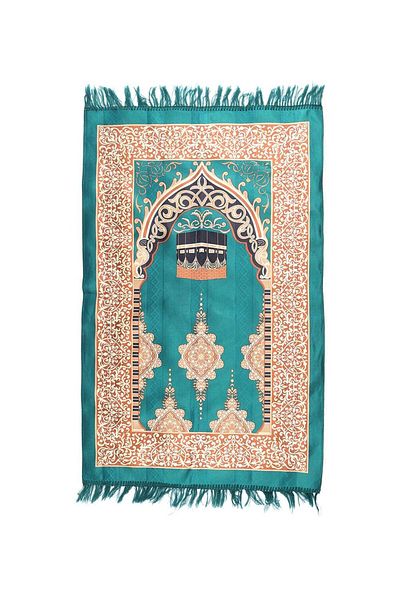 MANASEK Makkah Polyester Prayer Mat (Green)