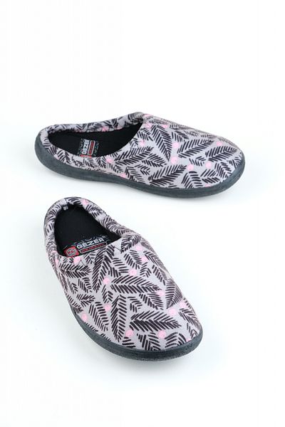 GEZER Women's slippers, gray with natural print, size 36, 22.5 centimeters, comfortable and warm