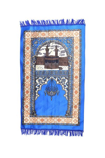 MANASEK Makkah Printed Prayer Mat (Blue)