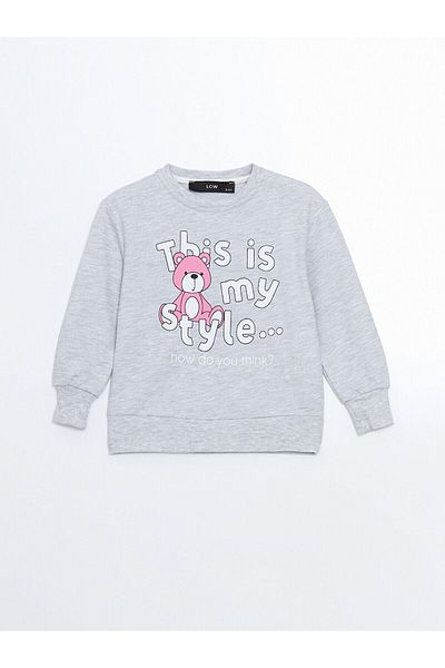 LC Waikiki Crew Neck Printed Baby Girl Sweatshirt