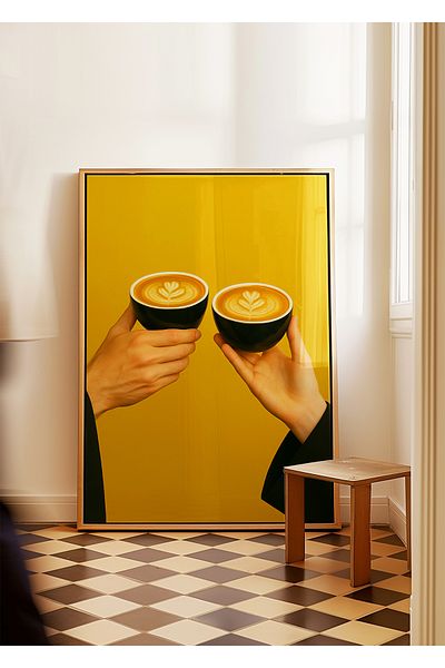 ARTHOUSECOLLECTIVE A Cup of Connection - Μίνιμαλ διακοσμητική αφίσα καφέ - Αφίσα χωρίς πλαίσιο σε μεγέθη ζωγραφικής