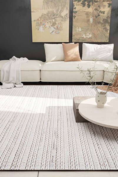 Serente Home Line Patterned Washable Non-Slip Base Chenille Carpet Gray Runner 4168