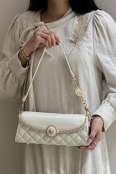 Levidor Horizontal Long Shoulder Crossbody Bag with Oval Buckle Detail