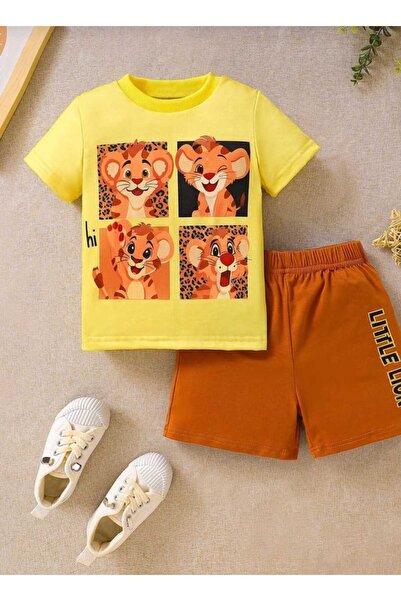 Kids SET DE VARĂ DRĂGUȚ UNISEX PENTRU COPII, 2 PIESE: TRICOU ȘI TRICOU CU MÂN...