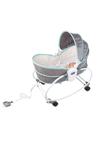 KIKIBEBE سرير هزاز مريح 5 في 1 - سرير هزاز للأطفال قابل للتعديل مع دوران 360 درجة - رمادي