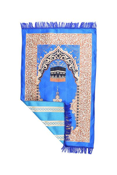MANASEK Makkah Polyester Prayer Mat (Blue)