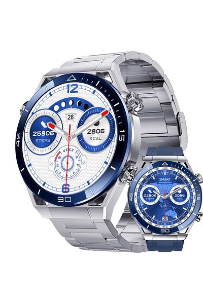 Smart Vibe Smartwatch DT™ WATCH ULTRA MATE 1.5" Amoled, Bluetooth Call, Multi Sport, Voice Assistant, White Blue