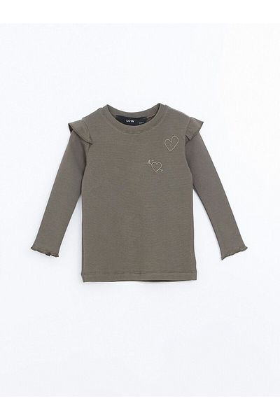 LC Waikiki Crew Neck Embroidered Girl's T-Shirt