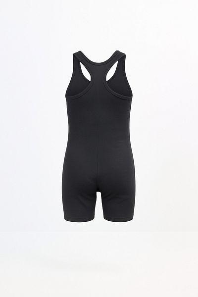 pistyle Girl's Black Green Colored Swimming Suit with Shorts