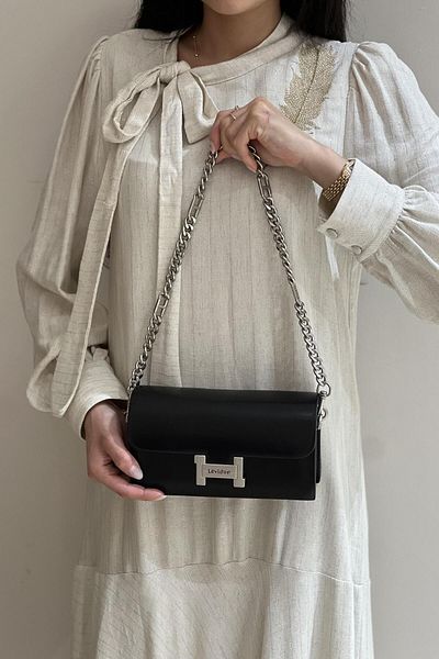 Levidor H Logo Buckle Double Strap Crossbody Bag