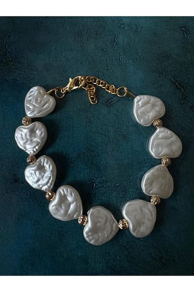 LAİKA Gold Detailed Heart Pearl Look Bracelet