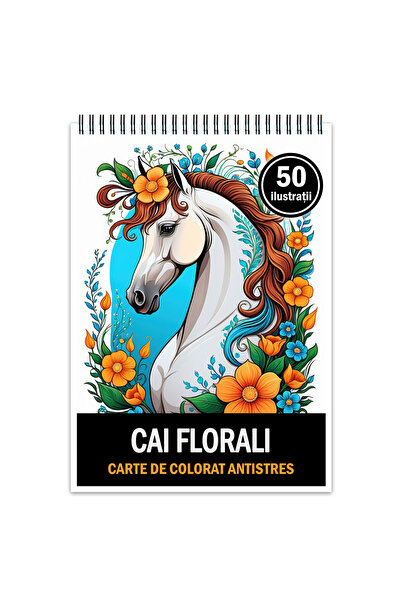 Legendary Gifts Carte de colorat pentruantistres, 50 de ilustratii, Cai Florali