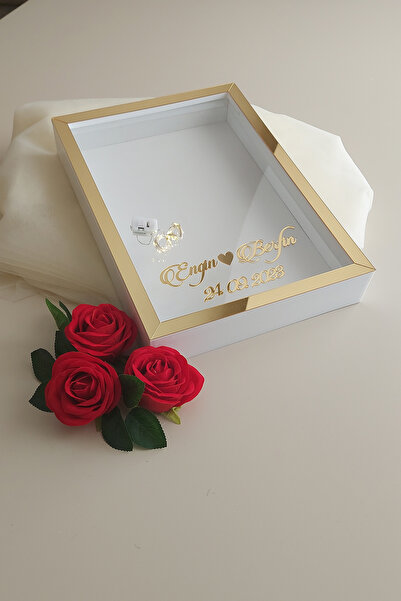 hobicehayaller 25x35 Cm Isimli Ledli Derin Anı Çerçevesi!yeni Moda Gül Kutula...