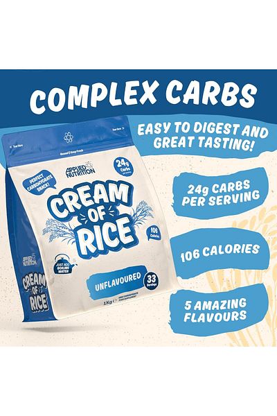 applied nutrition Cream Of Rice, Unflavored, 1 Kg | High Carbohydrate | Source Of Energy For Breakfast & Snacks